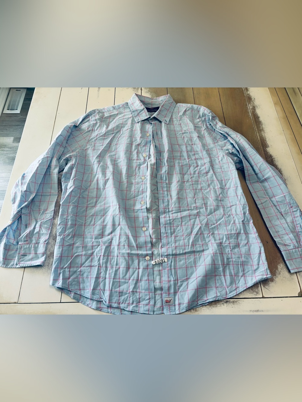 Vineyard Vines Light Blue Shirt with Pink Windowpane